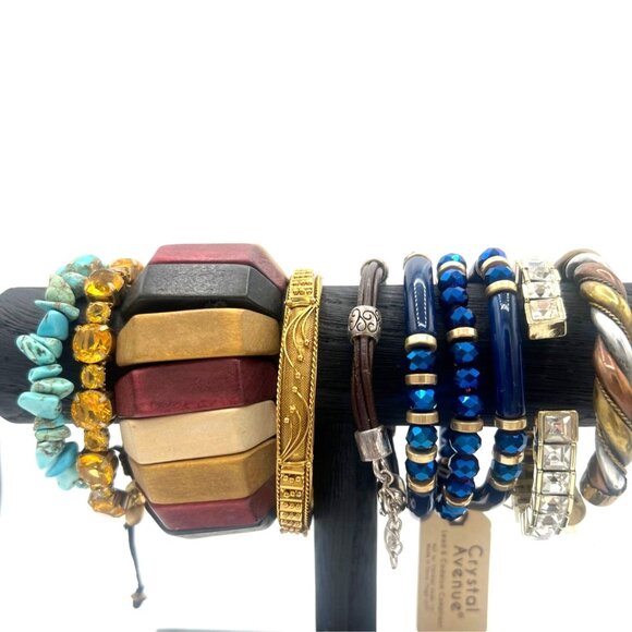 Bracelet Party 10 Various Styles Colors Materials Sizes Rhinestones to Leather - Picture 1 of 10